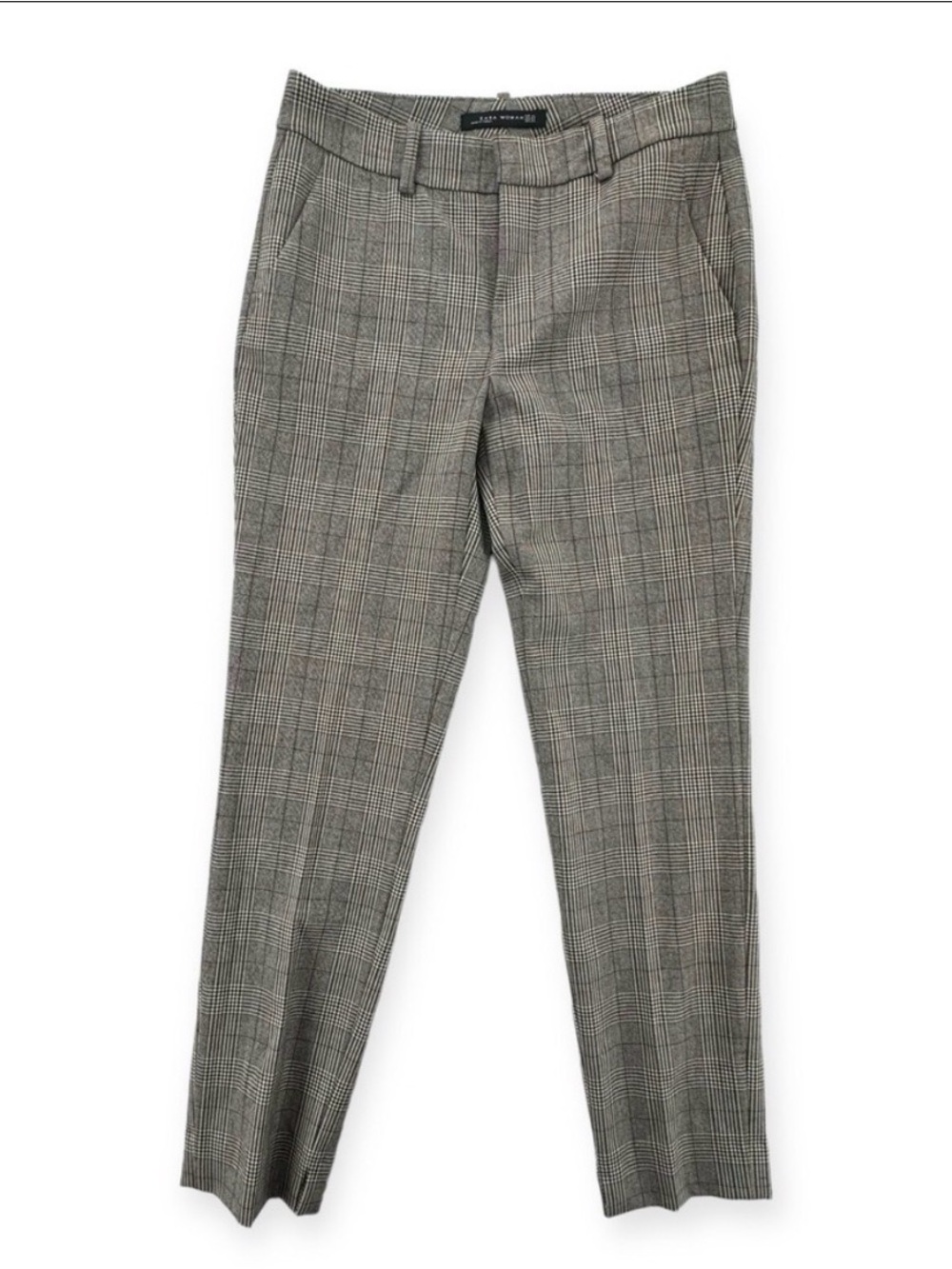 Zara Woman Plaid Pants in Black, White and Red